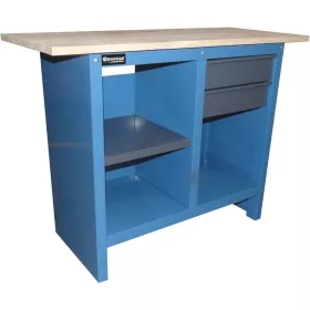   DRAKKAR fa munkalapos munkapad 2 fiókkal és 3 polccal, 1120 × 500 mm, 500 kg (09057)