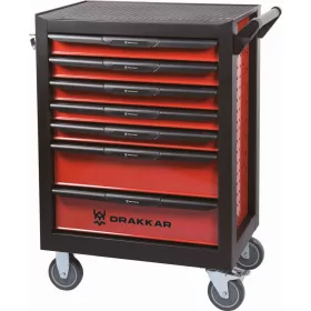   DRAKKAR 7 fiókos szerszámkocsi, piros/fekete, 675x450x980 mm (09140)