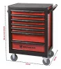 DRAKKAR 7 fiókos szerszámkocsi, piros/fekete, 675x450x980 mm (09140)