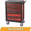 DRAKKAR 7 fiókos szerszámkocsi, piros/fekete, 675x450x980 mm (09140)