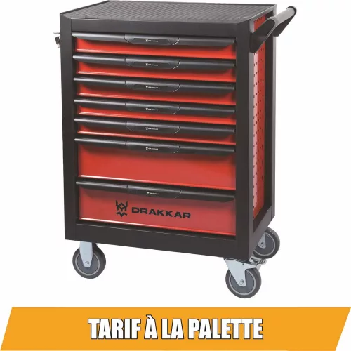 DRAKKAR 7 fiókos szerszámkocsi, piros/fekete, 675x450x980 mm (09140)