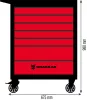 DRAKKAR 7 fiókos szerszámkocsi, piros/fekete, 675x450x980 mm (09140)
