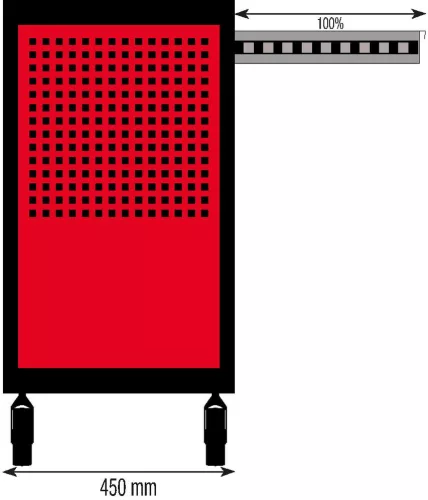 DRAKKAR 7 fiókos szerszámkocsi, piros/fekete, 675x450x980 mm (09140)