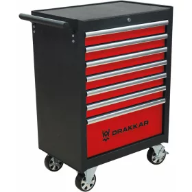   DRAKKAR 7 fiókos szerszámkocsi, piros/fekete, 680x460x1005 mm (09141)