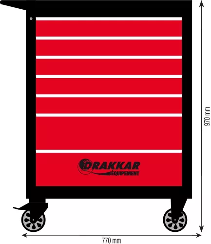 DRAKKAR 7 fiókos szerszámkocsi, ABS munkalappal, 770x460x970 mm (09217)