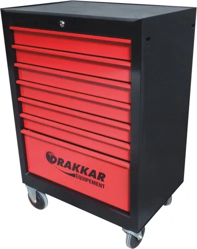 DRAKKAR 7 fiókos szerszámkocsi, piros/fekete, 680x460x1005 mm (09231)