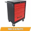DRAKKAR 7 fiókos szerszámkocsi, piros/fekete, 680x460x1005 mm (09231)