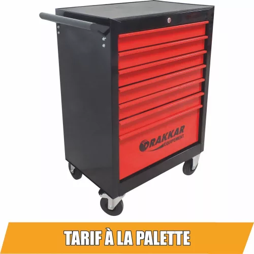 DRAKKAR 7 fiókos szerszámkocsi, piros/fekete, 680x460x1005 mm (09231)