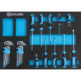   STILKER habmodulos csavarhúzó- és imbuszkulcskészlet, 28 db, 527 × 387 mm (09603)