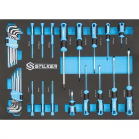   STILKER habmodulos csavarhúzó- és imbuszkulcskészlet, 34 db, 527 × 387 mm (09635)