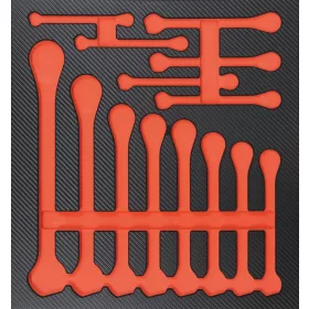   DRAKKAR üres karbonmintás habmodul egyenes racsnis kulcsokhoz, 402 × 380 mm (09839)