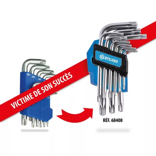DRAKKAR rövid furatos Torx L-kulcskészlet, TT10–TT50, 9 db (10652)