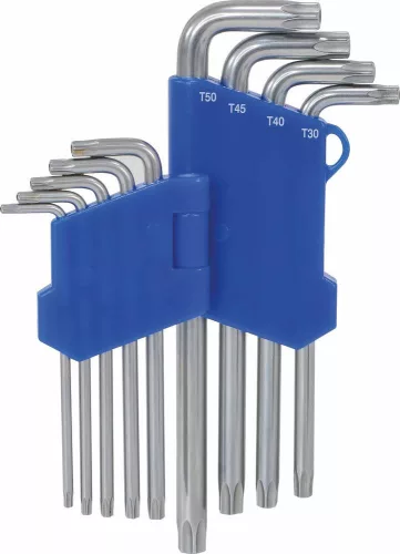 DRAKKAR hosszú furatos Torx L-kulcskészlet, TT10–TT50, 9 db (10654)