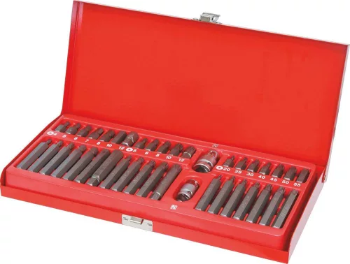 DRAKKAR 10 mm bitszerszámkészlet XZN/imbusz/Torx fejekkel fémdobozban, 40 db (10751)