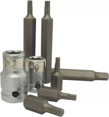 DRAKKAR 10 mm bitszerszámkészlet XZN/imbusz/Torx fejekkel fémdobozban, 40 db (10751)