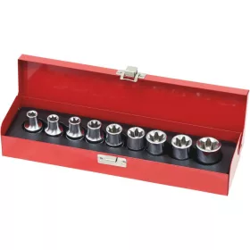  DRAKKAR Torx dugókulcskészlet, 1/2 col, E10–E24, 9 db (10759)