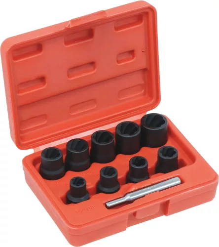 DRAKKAR sérültanyaleszedő spirálprofilú dugókulcskészlet, 1/2 col, 10–19 mm, 10 db (10770)