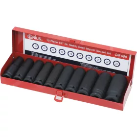   DRAKKAR gépi hosszú dugókulcskészlet, 1/2 col, 11–24 mm, 10 db (10832)