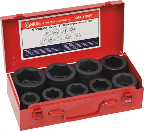 DRAKKAR gépi dugókulcskészlet, 1 col, 24–50 mm, 9 db (10839)