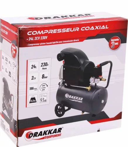 DRAKKAR közvetlen hajtású kompresszor, 24 l, 8 bar, 2 LE, 230 V (11219)