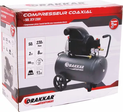 DRAKKAR közvetlen hajtású kompresszor, 50 l, 8 bar, 230 V (11221)