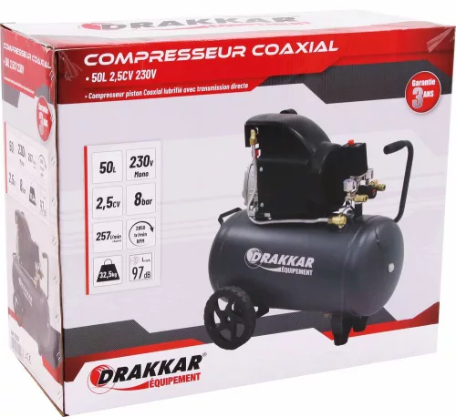 DRAKKAR közvetlen hajtású kompresszor, 50 l, 8 bar, 230 V (11228)