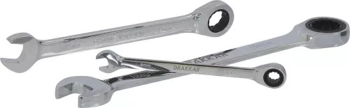 DRAKKAR egyenes racsnis csillag-villáskulcs-készlet, 72 fog, 8–19 mm, 12 db (12610)