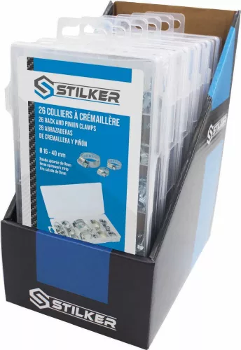 STILKER perforált horganyzott acél tömlőbilincs-készlet, 9 mm, 16–40 mm, 26 db (12912)