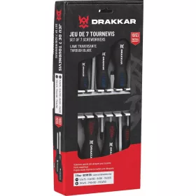   DRAKKAR lapos/Phillips csavarhúzókészlet átmenő szárral, 7 db (13338)