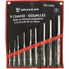   DRAKKAR csapszegkiütő-készlet tokban, 2–14 mm, 9 db (13533)