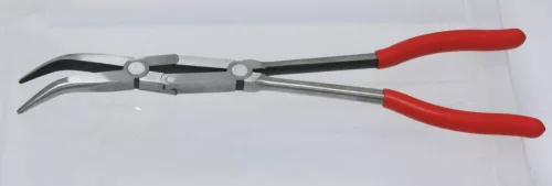 DRAKKAR kettős csuklós hajlított hosszúcsőrű fogó, 340 mm (13706)