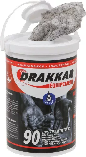 DRAKKAR kéztisztító törlőkendő adagolódobozban, 310 × 270 mm, 90 db (14355)