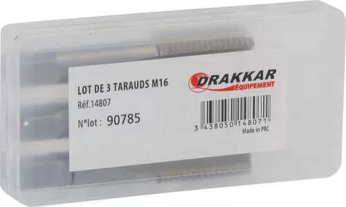 DRAKKAR háromlépcsős kézi menetfúrókészlet, M3–M20, 3 db (14807)