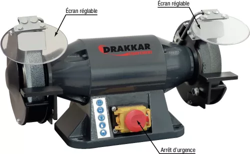 DRAKKAR kétkorongos asztali köszörű, Ø150 mm, 230 V, 520 W (15528)