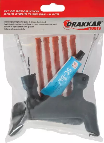 DRAKKAR tömlő nélküli gumiabroncs javítókészlet, 8 db (17296)