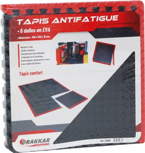 DRAKKAR fáradáscsökkentő szőnyeg, 6 db, 650 × 650 × 10 mm (52666)