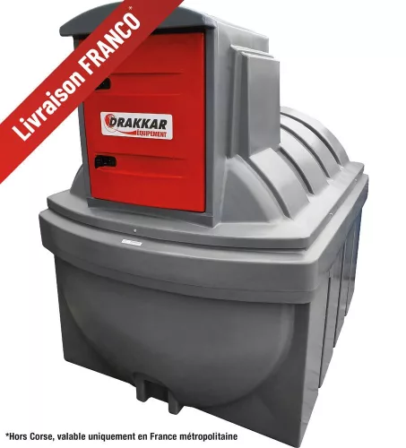 DRAKKAR duplafalú HDPE gázolaj-tárolótartály, szivattyúkészlettel, 2500 l, 230 V (56020)