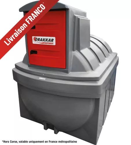 DRAKKAR duplafalú HDPE gázolaj-tárolótartály, szivattyúkészlettel, 2500 l, 230 V (56025)