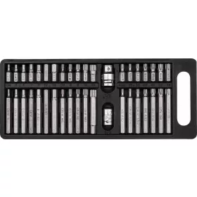   DRAKKAR 10 mm bitszerszámkészlet XZN/imbusz/Torx fejekkel, 1/2 és 3/8 col adapter, 40 db (67489)