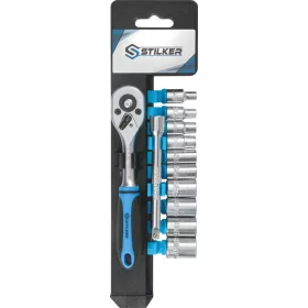   STILKER racsnis dugókulcskészlet, 45 fog, 1/4 col, 4–13 mm, 12 db (67501)