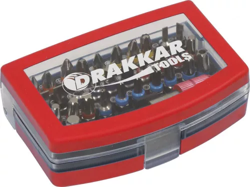 DRAKKAR színkódolt S2 bitkészlet PVC dobozban, 1/4 col, 32 db (68141)