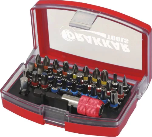 DRAKKAR színkódolt S2 bitkészlet PVC dobozban, 1/4 col, 32 db (68141)