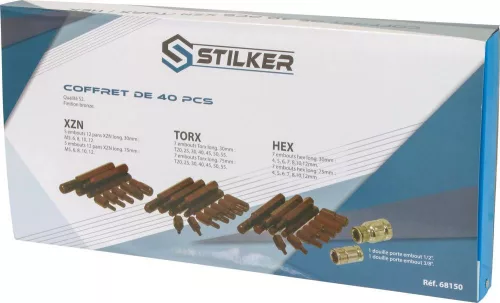 STILKER 10 mm bitszerszámkészlet XZN/imbusz/Torx fejekkel fémdobozban, 40 db (68150)