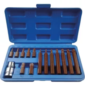   STILKER Torx bitkészlet 1/2 col adapterrel PVC dobozban, 10 mm szár, T20–T55, 15 db (68153)