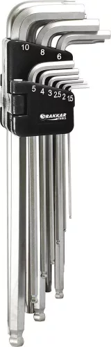 DRAKKAR extra hosszú imbusz- és Torx L-kulcskészlet, 1,5–10 mm/T10–T50, 18 db (68441)