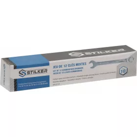   STILKER polírozott csillag-villáskulcs-készlet tokban, 7–24 mm, 12 db (68637)