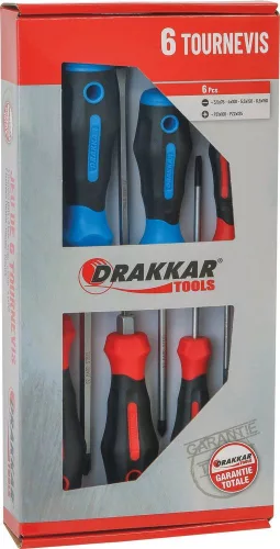 DRAKKAR lapos/Pozidriv csavarhúzókészlet, 6 db (69008)