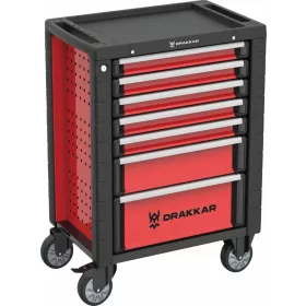   DRAKKAR 7 fiókos szerszámkocsi, piros/fekete, 725x465x930 mm (72525)