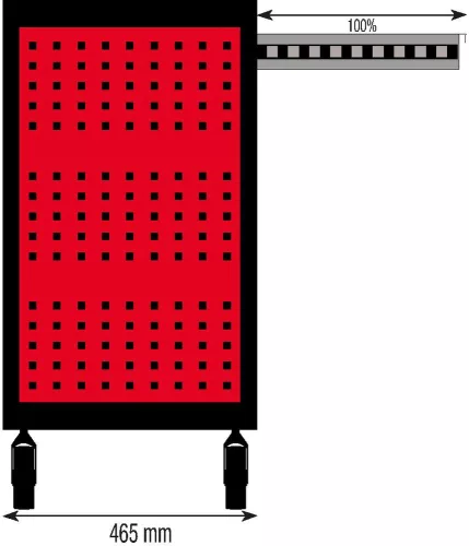DRAKKAR 7 fiókos szerszámkocsi, piros/fekete, 725x465x930 mm (72525)
