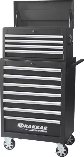 DRAKKAR ezüstszínű, 4 fiókos szerszámláda a 09144-es kocsihoz, 660 × 306 × 377 mm (72548)